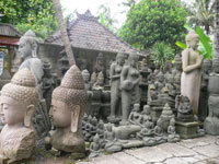 batubulan village with craft stone sculpture